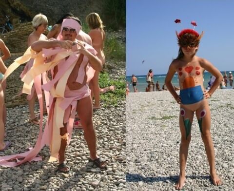 Natural Mud Camouflaging pics - nudism in the world