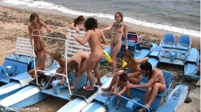 A group of naturists at sea - nudism in the world