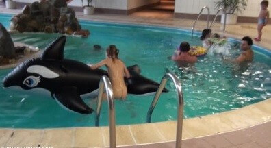 Indoor dolphin ride Full HD - nudism in the world